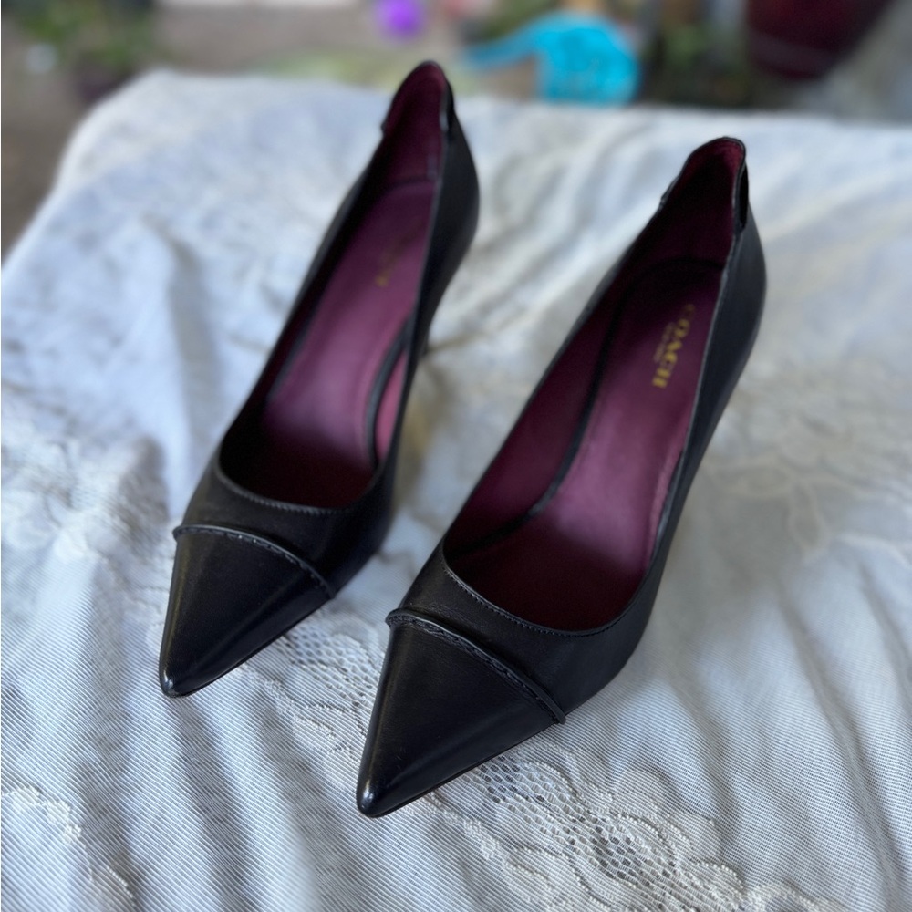 Coach classic black pumps. Mid height heel 8.5B